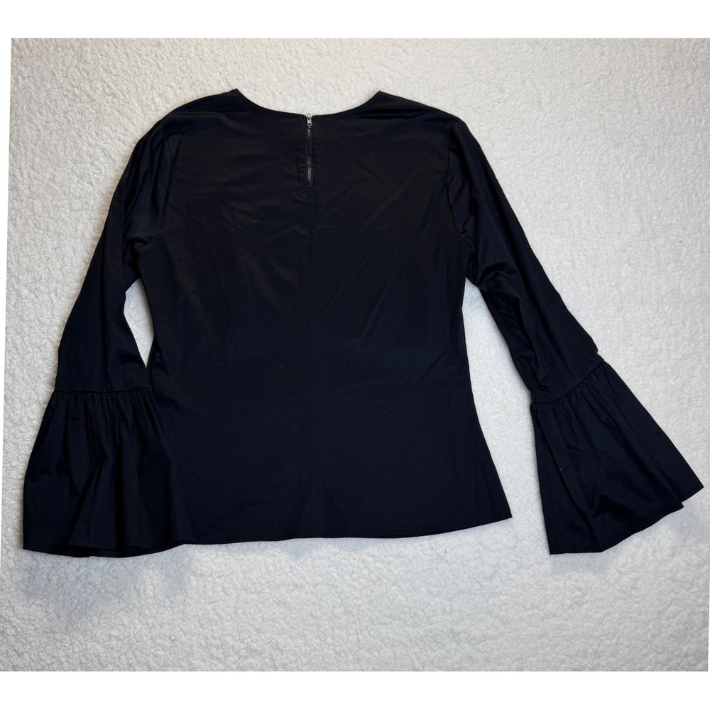 Antonio Melani Black Bell Sleeve‎ Zipper Back Top Womens Medium